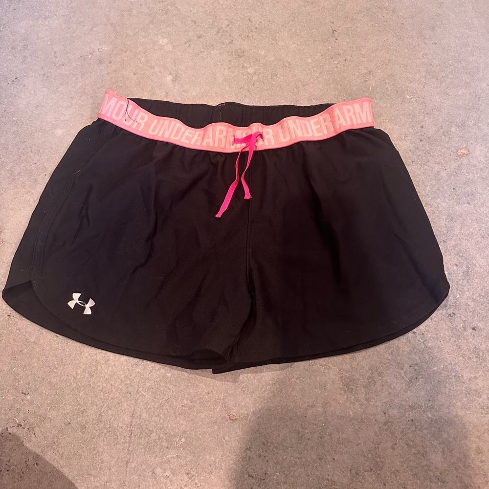 Under Armour Women's Black Shorts with Pink Trim